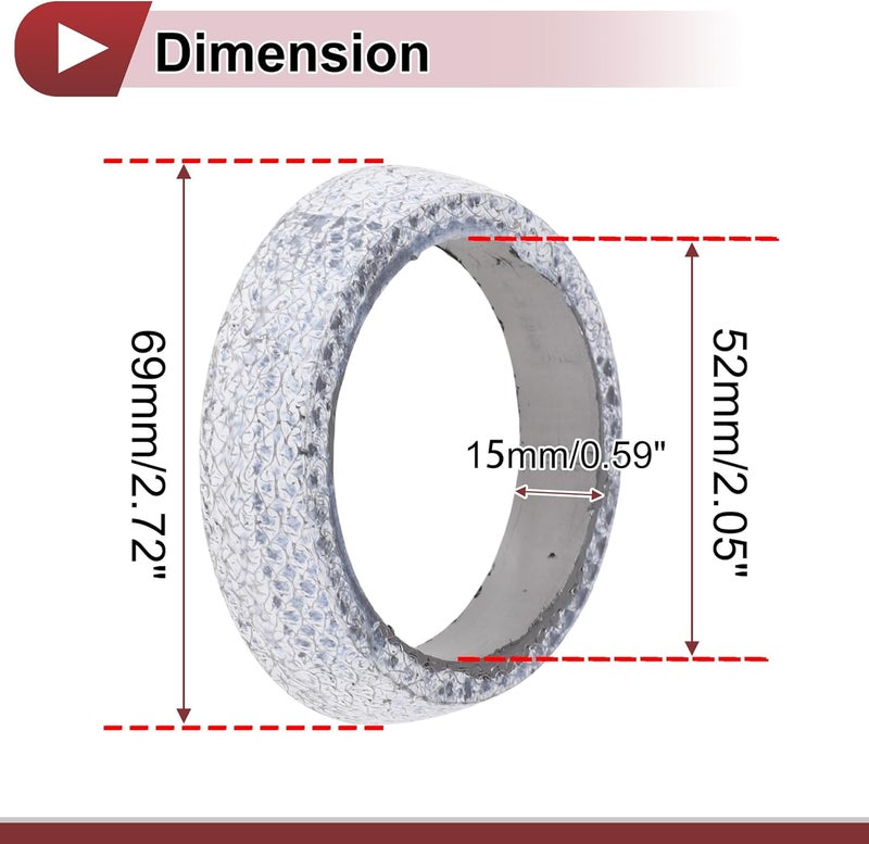 REPAIROCK ID 52mm Exhaust Manifold Gasket Prevent Leak Noise Exhaust Donut Gasket Muffler Ring Exhaust Flange Gasket for Car SUV Truck RV Graphite - Image 4
